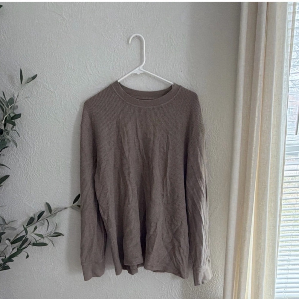 Goodfellow & Co Waffle Knit Crewneck Top - Taupe